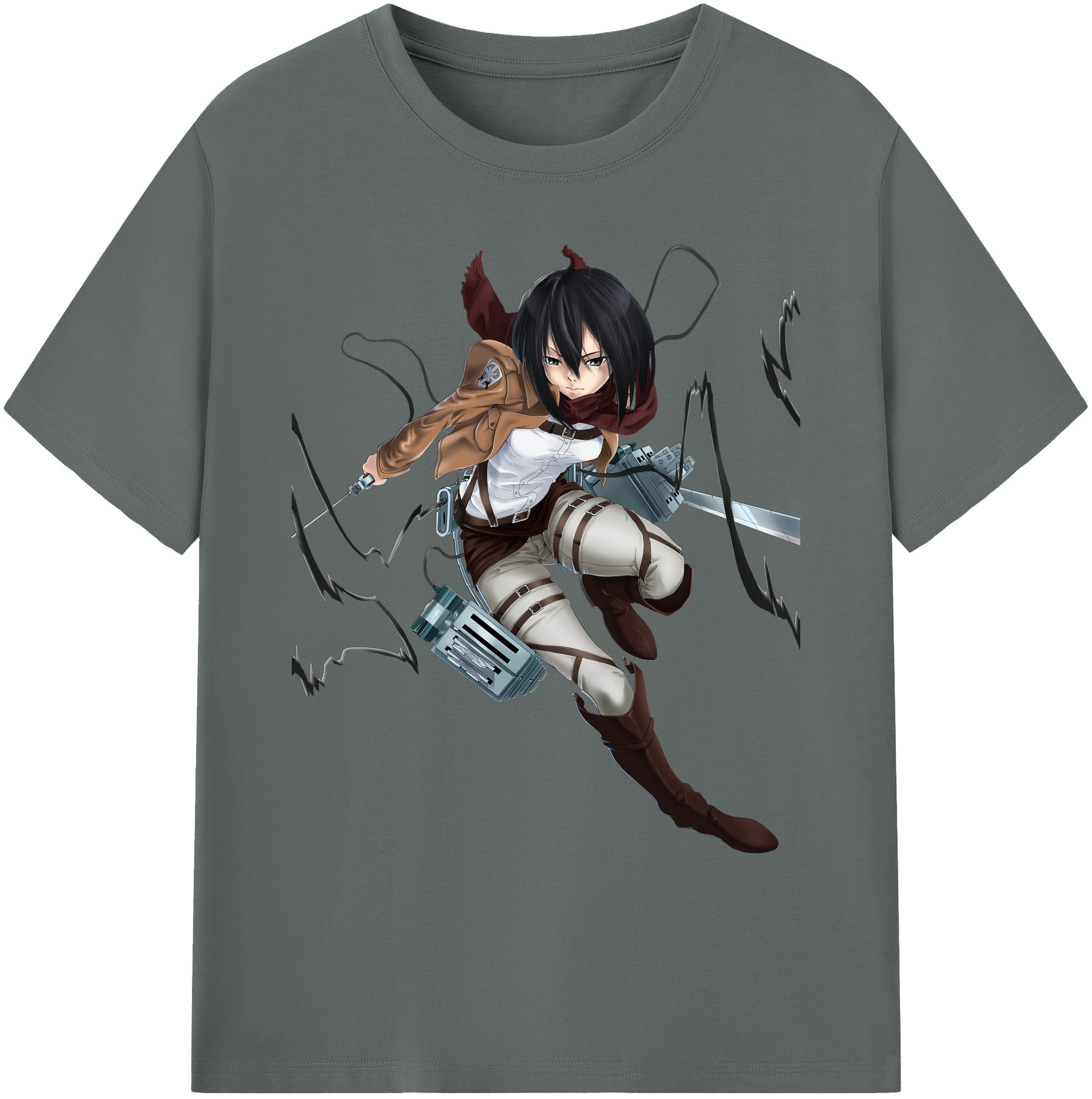 （画像用） 進撃の巨人 ミカサ·アッカーマン Attack on Titan Mikasa Ackerman 綿100％ メンズ半袖Tシャツ｜肌触りやわらか＆通気性
